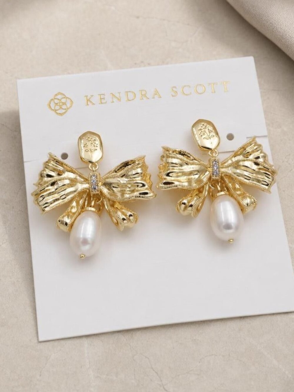 Kendra Scott x LoveShackFancy Pearl Bow Drop Earrings